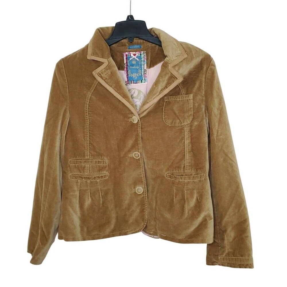 Cambridge Women XL Brown Cotton/Polyester Floral Embroidered Jacket